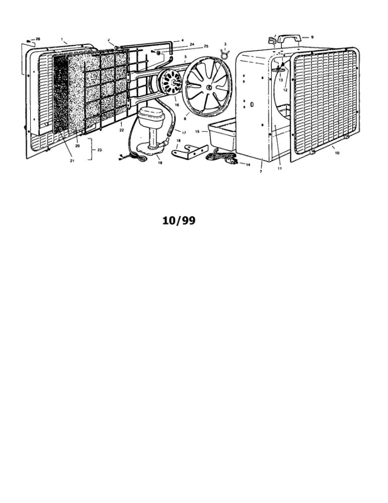 Essick Evaporative Cooler Diagram and Parts List for BFC2000  Essick Air Air Conditioner